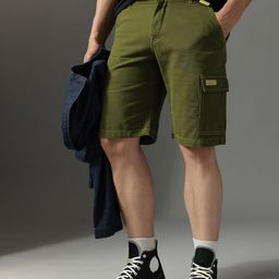 FCUK Men Solid Regular Fit Cargo Shorts-image-41