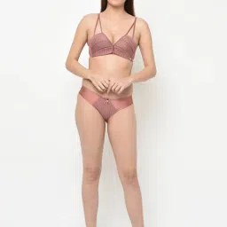 Da Intimo Peach Self Print Bra With Bikini Panty-8