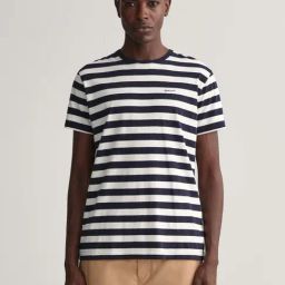 GANT Navy Regular Fit Cotton Crew T-shirt-image-47