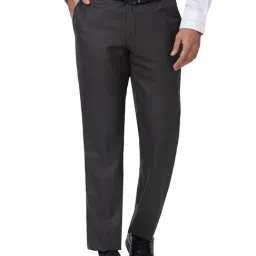 Park Avenue Grey Regular Fit Flat Front Trousers-image-45