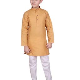Pro-Ethic Style Developer Kids Brown & White Solid Full Sleeves Kurta with Pyjamas-picture-39