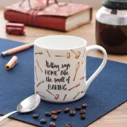 Clay Craft Think Food Cream Ceramic Coffee Mug (0.35 L) - Set of 1-image-6