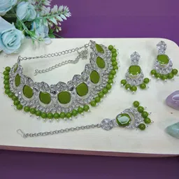 VATSALYA creation Alloy Gold- plated Green Jewellery Set-49