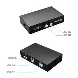Generic 2-Port USB 2.0 Printer Switch - Black, Push Button Actuator, Manual Operation image 3