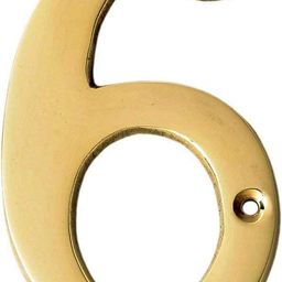 eSplanade 4" Brass House Hotel Door Number Plaque Sticky Numeric Numerical Digit 0-9 (6(six)) image 1