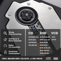 doobuy External DVD Drive USB 3.0 Type-C USB Portable Player for Laptop CD DVD +/-RW Disk Drive CD ROM Burner Writer CD/DVD Burner Reader Compatible with Desktop Windows Linux OS Apple MacBook image 3