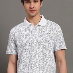 GET GOLF Men Abstract Printed Polo Collar Cotton T-shirt-image-75