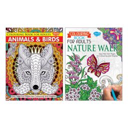Adult Colouring Animals & Bird Nature Books Set of - English-20