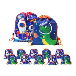 FunBlast Non-Woven Space & Dinosaur Print Gifting Bags  12 Pcs Drawstring Bags-18