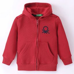 UCB Full Sleeves Knit Sweatjacket with Logo Design - Red-image-84