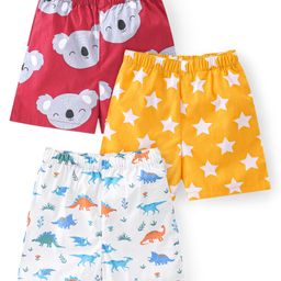 Babyhug Poplin Boxers With Dino Print Pack of 3 - Multicolor-image-21