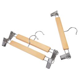 Kuber Industries HangerSteel Adjustable ClipsWooden Natural Finish Closet Hanger with Swivel Hook for Clothes & Classical LifestylePack of 3,Brown,-12