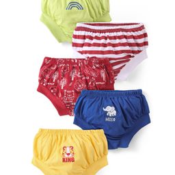 Doodle Poodle 100% Cotton Single Jersey Panties With Stripes & Animal Print Pack of 5 - Multicolour-image-113