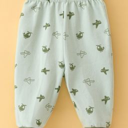 Pink Rabbit Interlock Knit Full Length Lounge Pant with Airplane & Helicopter Print - Light Green-image-20