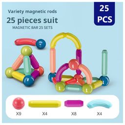 ADKD Premium Magnetic Building Sticks 25 Pieces Toy for Kids | Activity & Education Blocks Toy for Toddlers & Kids | Montessori Learning & Construction Toys- Multicolor-15