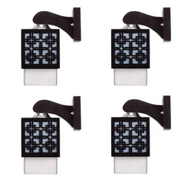 Gojeeva Black & White 4 Pieces Textured Wooden Rectangle Shaped Wall Lamps-picture-29