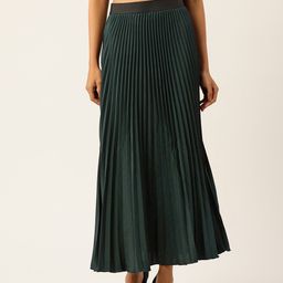 WISSTLER Accordion Pleated Crepe Flared Maxi Skirt-image-85
