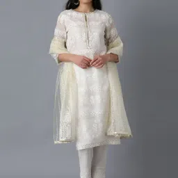 W Cream Printed Dupatta image 3