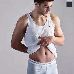 TOMMY HILFIGER Ice Heather, Military Denim & Sweet Blue Low Rise Trunks - Pack Of 3-image-20
