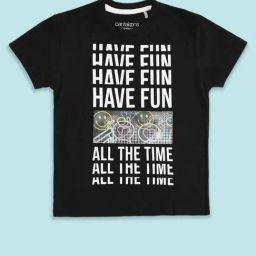Pantaloons Junior Kids Black Cotton Printed T-Shirt-picture-19