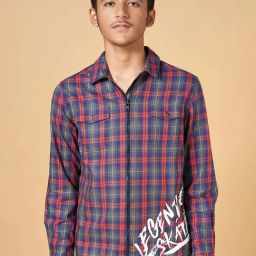 Coolsters by Pantaloons Kids Red & Blue Cotton Chequered Full Sleeves Shirt-image-59