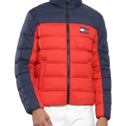 Tommy Hilfiger Red & Navy Blue Regular Fit Colour Block Puffer Jacket-image-49