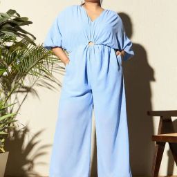 Curve By Kassually Sky Blue Regular Fit Maxi Jumpsuit-23