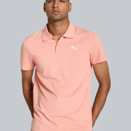 Puma Pink Cotton Slim Fit Texture Polo T-Shirt-image-45