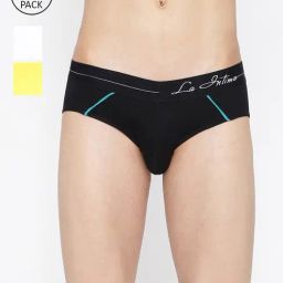 La Intimo Multicolored Comfort Fit Briefs - Pack Of 3-image-60