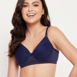 Clovia Blue Lace Work T-Shirt Bra-image-40