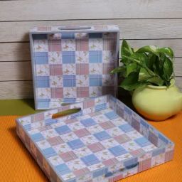 Romee Blue Wood Checks Trays-33