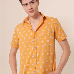 Style Matters Men Standard Fit Spread Collar Floral Printed Cotton Casual Shirt-image-73