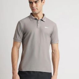 Reebok Grey Regular Fit Solid Polo T Shirt-image-20