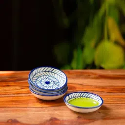 ExclusiveLane 'Indigo Chevron' Hand-painted Ceramic Chutney Bowls (Set of 4, 25 ml)-13