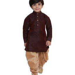 VASTRAMAY Kids Wine Kurta Set-image-5