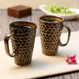 Unravel India Black & Gold Ceramic Studio Mug - Set of 2-10