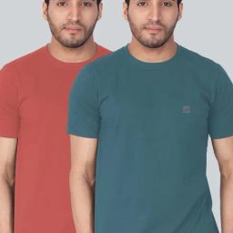 Lux Nitro Coral & Blue Regular Fit T-Shirt Pack of - 2-image-94