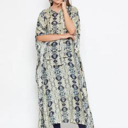 The Kaftan Company Beige Printed A Line Kaftan-picture-5