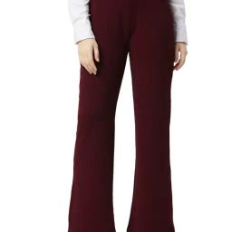 Smarty Pants Wine Cotton Lycra Flared Fit High Rise Trousers-picture-45