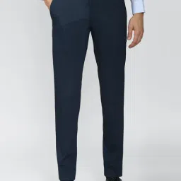 Van Heusen Navy Slim Fit Flat Front Trousers-picture-33