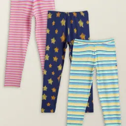 XY Life Kids Multicolor Cotton Striped Leggings (Pack of 3)-picture-22