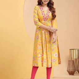 Cotton Culture Mustard Cotton Embroidery Kurta-image-2