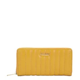 KLEIO Yellow Quilted Zip Around Wallet for Women-46
