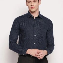 Cantabil Navy Regular Fit Printed Shirt-image-64