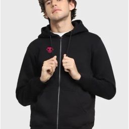 Bewakoof Black Regular Fit Printed Hooded Sweatshirt-image-130