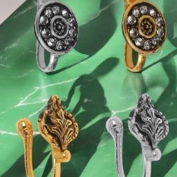 OOMPH Set of 4 Antique Gold & Oxidised Silver Nose Pin Non-Piercing For Women-41