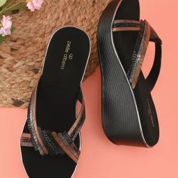 Pelle Albero Women's Black Casual Wedges-image-12