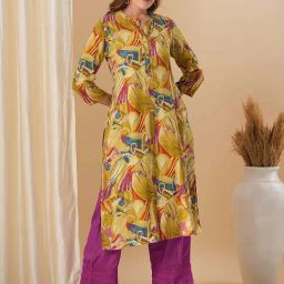Fashor Green Cotton Printed Straight Kurta-image-64