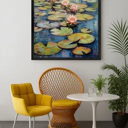 999Store Blue & Green 1 Piece Tranquil Water Lily Canvas Wall Art-image-16