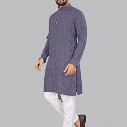 allan peter Men Geometric Printed Patchwork Kurta image 4